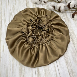 Latte reversible pure mulberry silk bonnet For Hair Protection