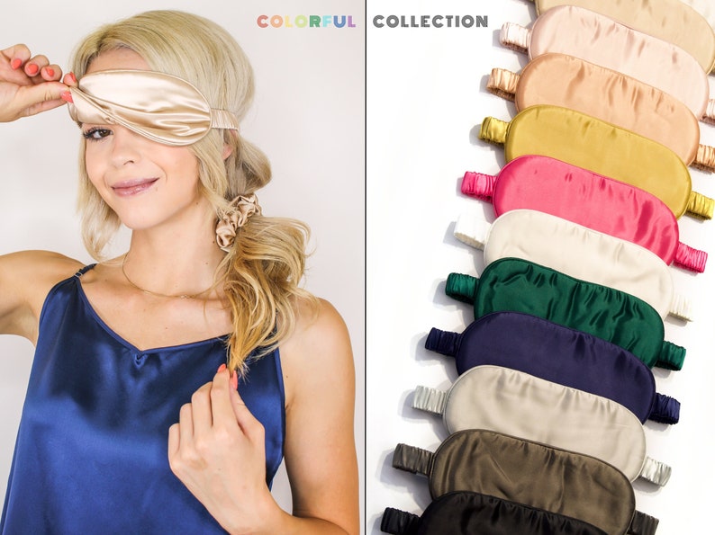 100% Mulberry silk eye mask in colorful collection