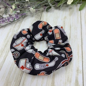 Nursing Print Scrunchies. Handmade Nurse Hair Accessories. Medical Ponytail Holder. Nurse Hair Ties. Nursing Scrunchie. Ships fast.