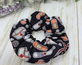 Nursing Print Scrunchies. Handmade Nurse Hair Accessories. Medical Ponytail Holder. Nurse Hair Ties. Nursing Scrunchie. Ships fast.