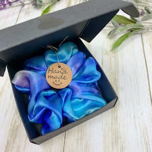 Blue Tie Dye 100% Pure Silk Scrunchie image 6