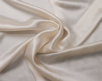 Ivory 100% Pure Mulberry Silk Fabric By The Yard 19 momme 6A Grade