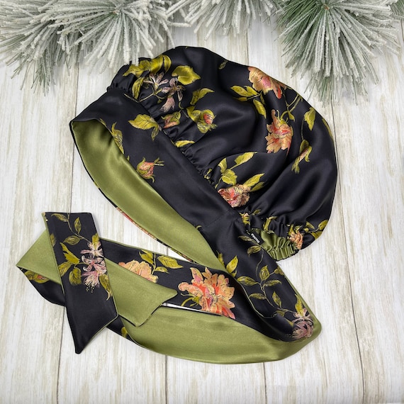 Reversible 100% Pure Mulberry Silk Bonnet With Ties - Etsy display picture 2