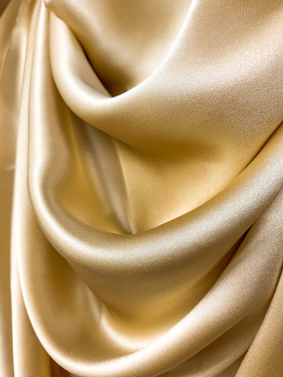 Gold Color 100 Pure Mulberry Silk Fabric 19 Momme Silk by the Yard Etsy