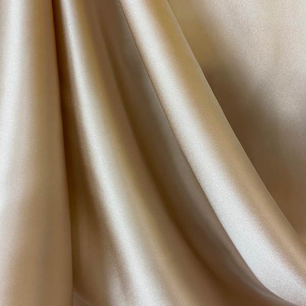 Beige Color 100% Pure Mulberry Silk Fabric by the Yard 19 mm 6A Grade Silk For Pillowcases Scarves Bandanas Scrunchies