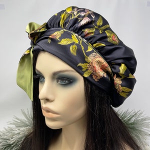 Reversible 100% pure mulberry silk bonnet with ties image 9