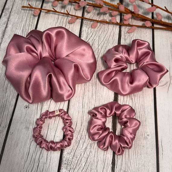 Orchid Mulberry Silk Scrunchies: Handmade Hair Ties, USA