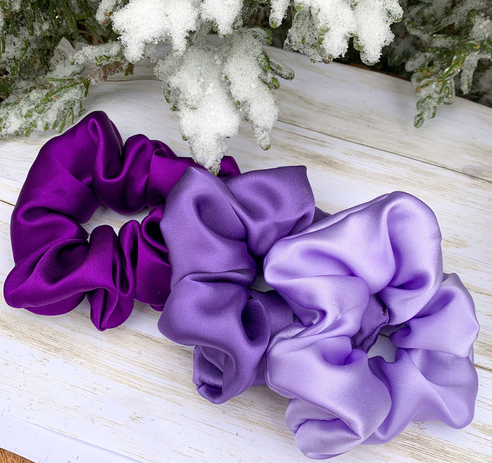 MCM Purple Silk Scarf and Scrunchie Set Mulberry Silk Hair Scarf, Hair Wrap - Purple – Hair Wrap Heaven main image 2