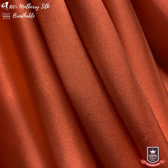 Copper 100% Pure Mulberry Silk Fabric 19 Momme Silk by the Yard 
