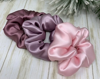 Mauve Shades 100% Pure Mulberry Silk Scrunchies