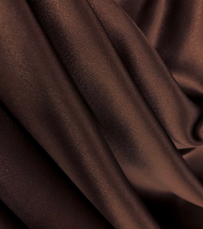 Dark Brown 100% Pure Mulberry Silk Fabric 19 momme Silk By The Yard image 1