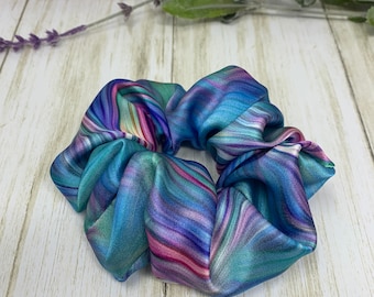 Pure Silk Tie Dye Scrunchies. Lollipop Colors Real Silk Hair Ties.