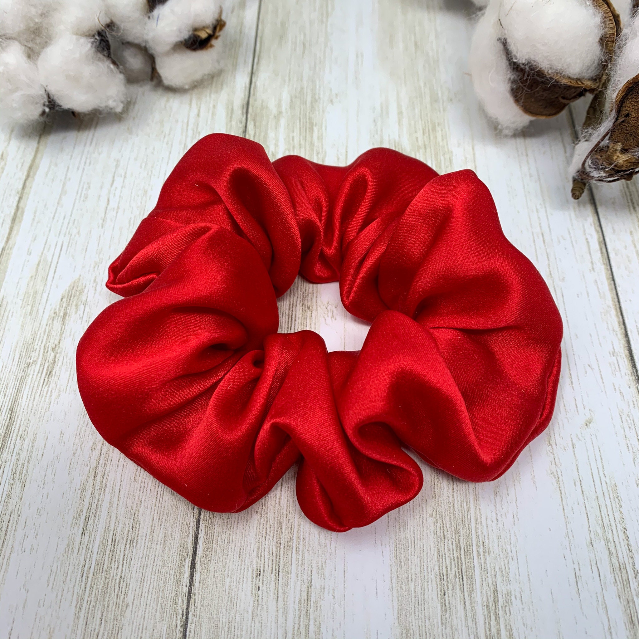 Crimson Red Mulberry Silk Scrunchie: Handmade Hair Tie - Etsy