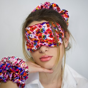 Floral 100% Mulberry Silk Eye Mask 22 momme 6A Grade