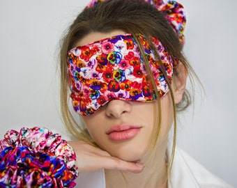 Floral 100% Mulberry Silk Eye Mask 22 momme 6A Grade