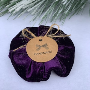Purple Velvet Scrunchies Handmade Ponytail Holder Hair Ties