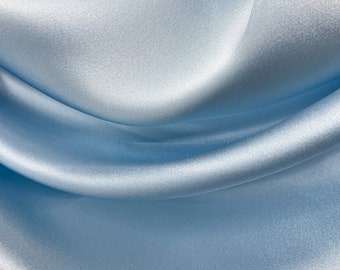 Baby Blue 100% Pure Mulberry Silk Fabric 19 momme Silk By The Yard