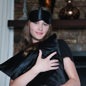 Black pure mulberry silk sleepmas, eye mask, ships out same day