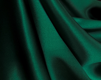 Hunter Green 100% Pure Mulberry Silk Fabric 19 momme Silk By The Yard
