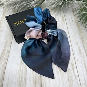 Tie-Dye 100% reine Maulbeerseide Haarschleife Navy und Blush