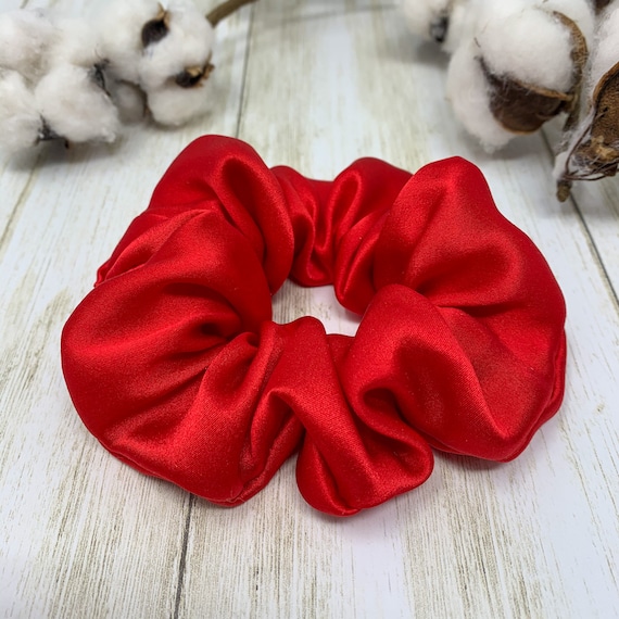 Red Pure Mulberry Silk Scrunchie Red Silk Hair Ties | Etsy