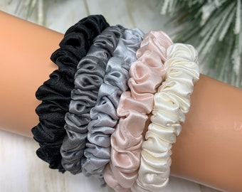 ハンドメイド100%シルクシュシュ：細めのヘアタイ