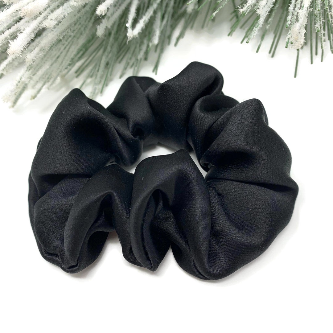 Black 100% Silk Scrunchie Pure Silk Scrunchies Genuine Silk Ponytail Holder Real Silk Hair Ties