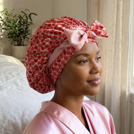100% Mulberry Silk Bonnet Reversible Hair Wrap with Elastic Tie Band & Silk Mulberry Silk Bonnet with Ties – 100% Silk Reversible 19  main image 4