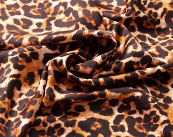 Leopard Print Mulberry Silk Fabric: 19mm 6A Grade, 54" Wide