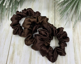 Coleteros finos de seda 100 % hechos a mano: color marrón oscuro (paquete de 3)