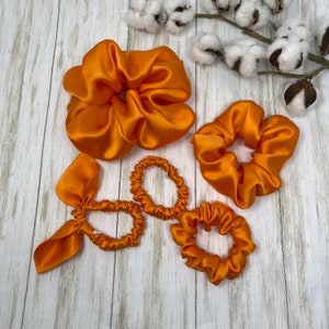 Orange Giant Regular Skinny and Ultra Thin 100% Pure Mulberry Silk Scrunchies 19 Momme 6A Grade | Choose Your Size