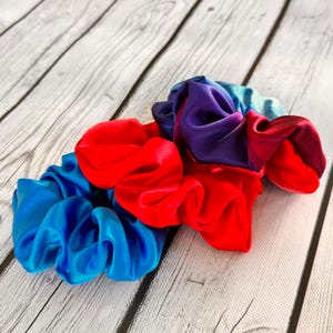 Fire - Water Print Pure Silk Scrunchie Set  100% Mulberry Silk | Regular Size | 3-Pack | Handmade in USA