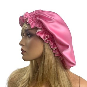 Reversible 100% Pure Silk Bonnet |Pink and Baby Pink Double layer 19 Momme Mulberry Silk Bonnet For Hair Protection