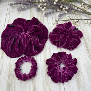 Raspberry Velvet Pure Mulberry Silk scrunchies Jumbo, Regular, Skinny, Ultra skinny size