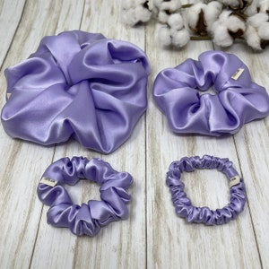 Lavender Giant Regular Skinny and Ultra Thin Pure Mulberry Scrunchies 19 Momme 6A Grade | Choose Your Size