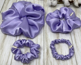 Lavender Giant Regular Skinny and Ultra Thin Pure Mulberry Scrunchies 19 Momme 6A Grade | Choose Your Size