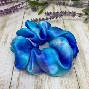 Blue Tie Dye 100% Pure Silk Scrunchie image 7