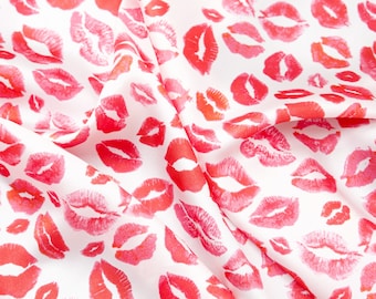 Lips Print 100% Pure Mulberry Silk Fabric 19mm 54" Width
