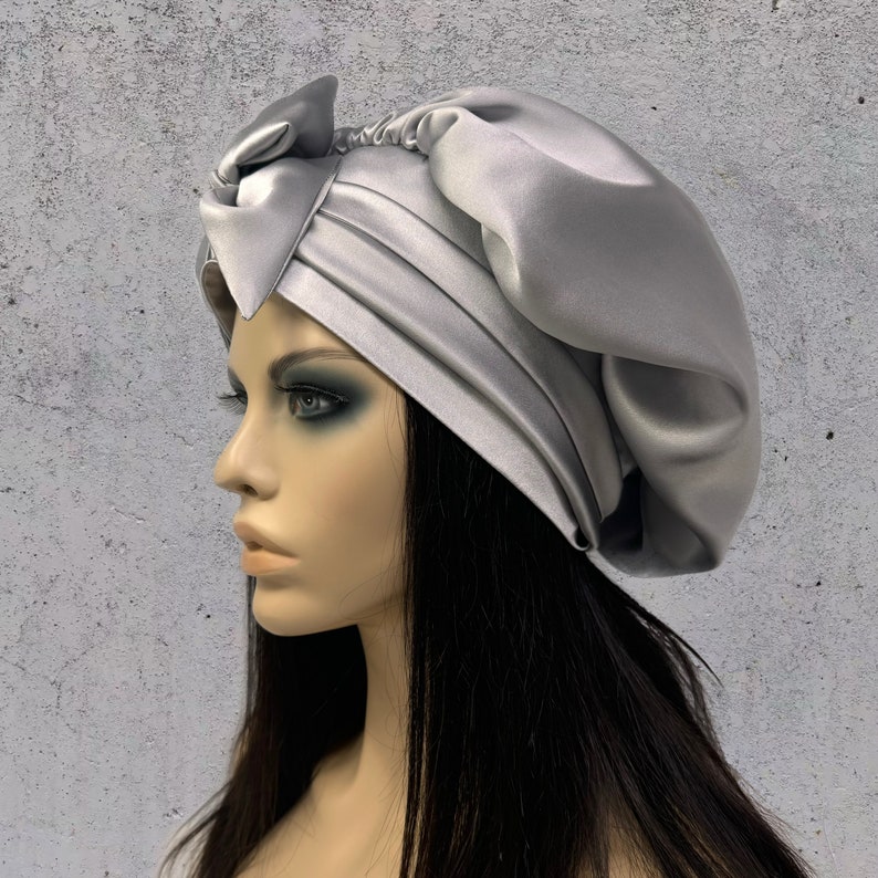 Reversible Silver 100 % Pure Mulberry Silk Bonnet With Ties - Etsy