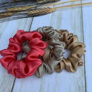 100% Pure Silk Scrunchies 3-Pack Handmade Charmeuse Silk Skinny Scrunchie. Real Silk Ponytail Holder. Genuine Silk Hair Ties. Ships fast.