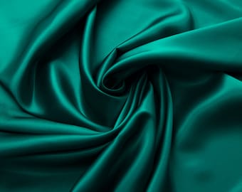 Tela de seda morera 100 % pura color verde azulado cortada a medida, 19 momme, grado 6A