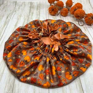 Reversible 100% Pure Silk Bonnet | Fall themed Double layer 19 Momme Mulberry Silk Bonnet For Hair Protection