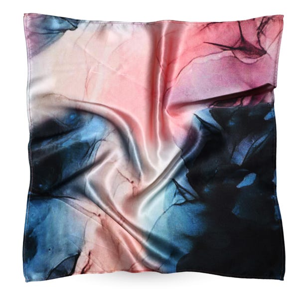 Reine Maulbeerseide Schal Navy Blush Tie Dye 19 Momme Seide Bandana Luxus Halstuch