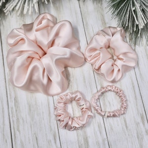 Blush Giant Regular Small Ultra Thin Pure Mulberry Silk Scrunchies 19 Momme 6A Grade Silk Fabric | Choose your size