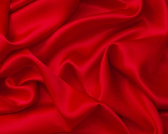 Red 100% Pure Mulberry Silk Fabric 19 momme Silk By The Yard