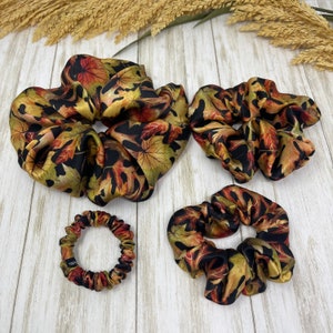 Fall themed pure mulberry silk scrunchies Choose your size