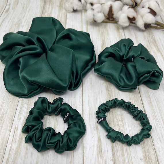 Hunter Green Mulberry Silk Scrunchie: Choose Your Size