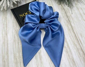Air Force color 100% pure Mulberry silk Bow scrunchie
