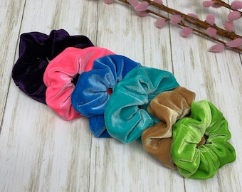 CLEARANCE for 6-Pack Vibrant Colors Velvet Scrunchies