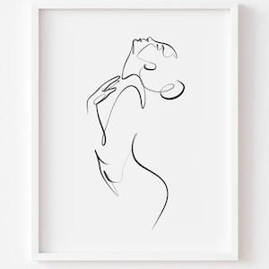 Female Body Line Art, Abstract Woman Body, One Line Drawing, Woman Figure Outline, Minimalist Simple Wall Art, Nursery Wall Decor.